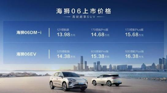 比亞迪海獅06上市：全系搭載天神之眼C、云輦-C，售價13.98萬-16.38萬元